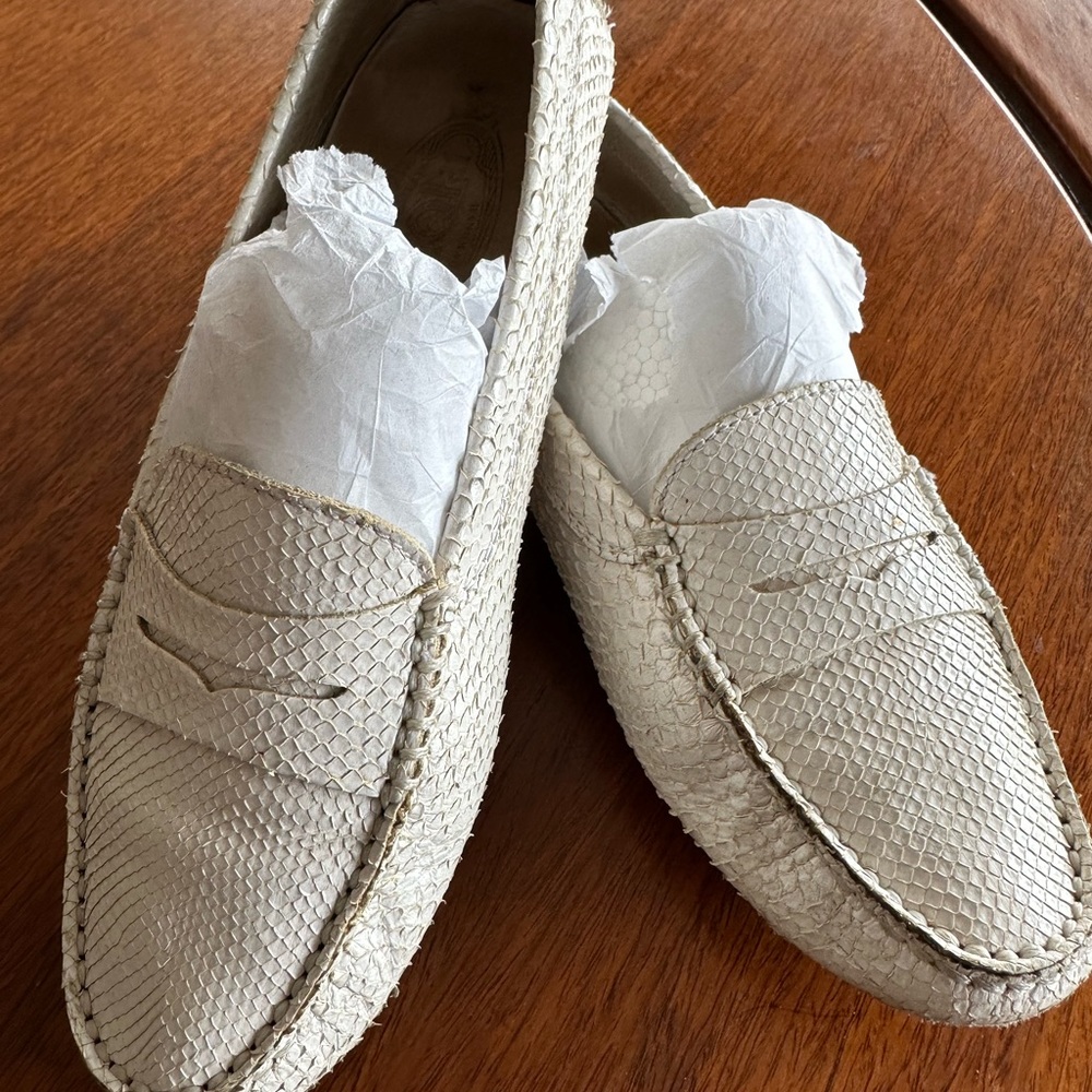 Special handmade by expert shoemaker in Italy in snake skin.  JP Todd’s.